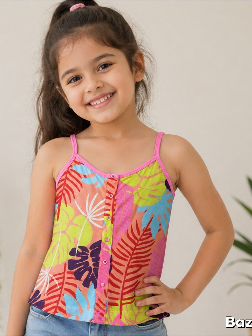 Sz 6 Girls pink palm tree tank top Thereabouts